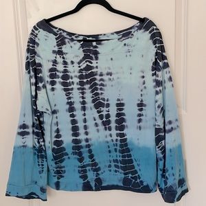 Hard Tail Forever Blue Tye Dye Slouchy Raglan Sleeve Top Small